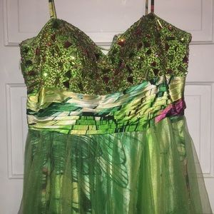 Plus size prom dress pink/ green